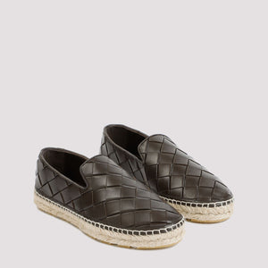 BOTTEGA VENETA Brown Leather Espadrilles for Women with 100% Calf Leather, Jute, and Rubber