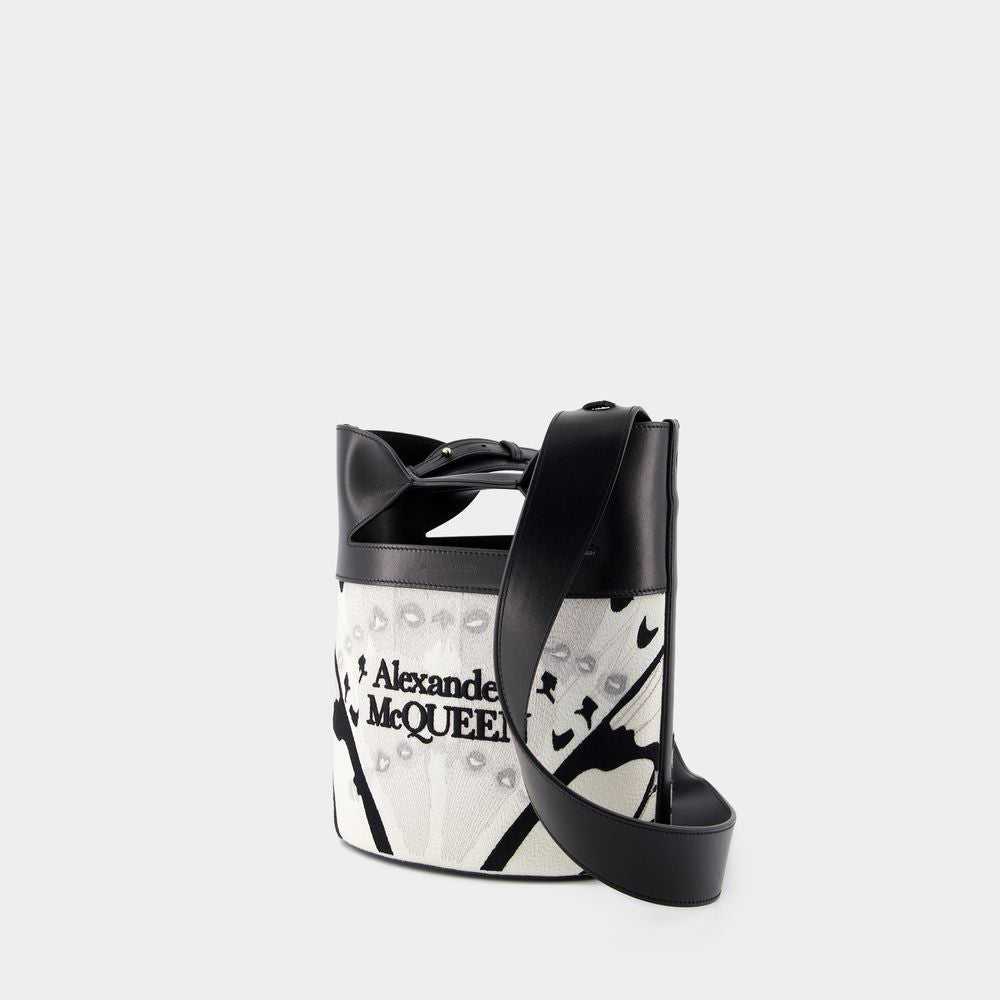 ALEXANDER MCQUEEN White Bucket Bow Crossbody Bag for Women - SS24 Collection