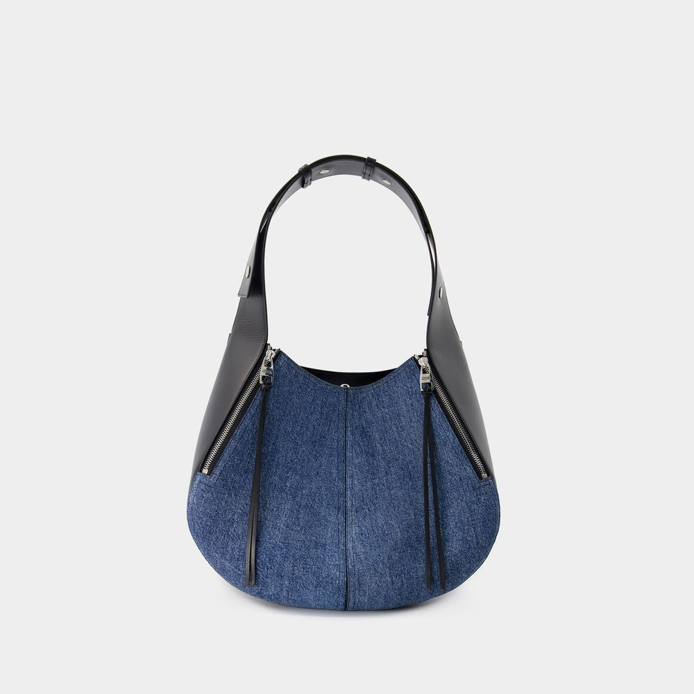 ALEXANDER MCQUEEN Embroidery Detail Navy Denim Shoulder Bag for Women