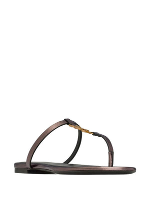 SAINT LAURENT Metallic Brown Strappy Sandals for Women in 24SS Season