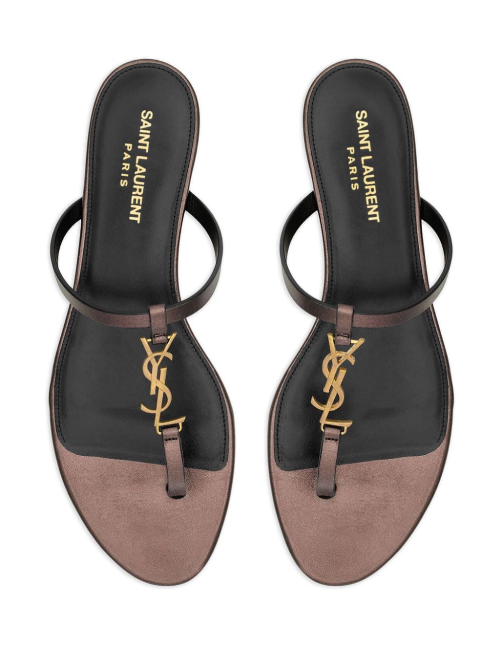 SAINT LAURENT Metallic Brown Strappy Sandals for Women in 24SS Season