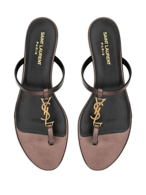 SAINT LAURENT Metallic Brown Strappy Sandals for Women in 24SS Season