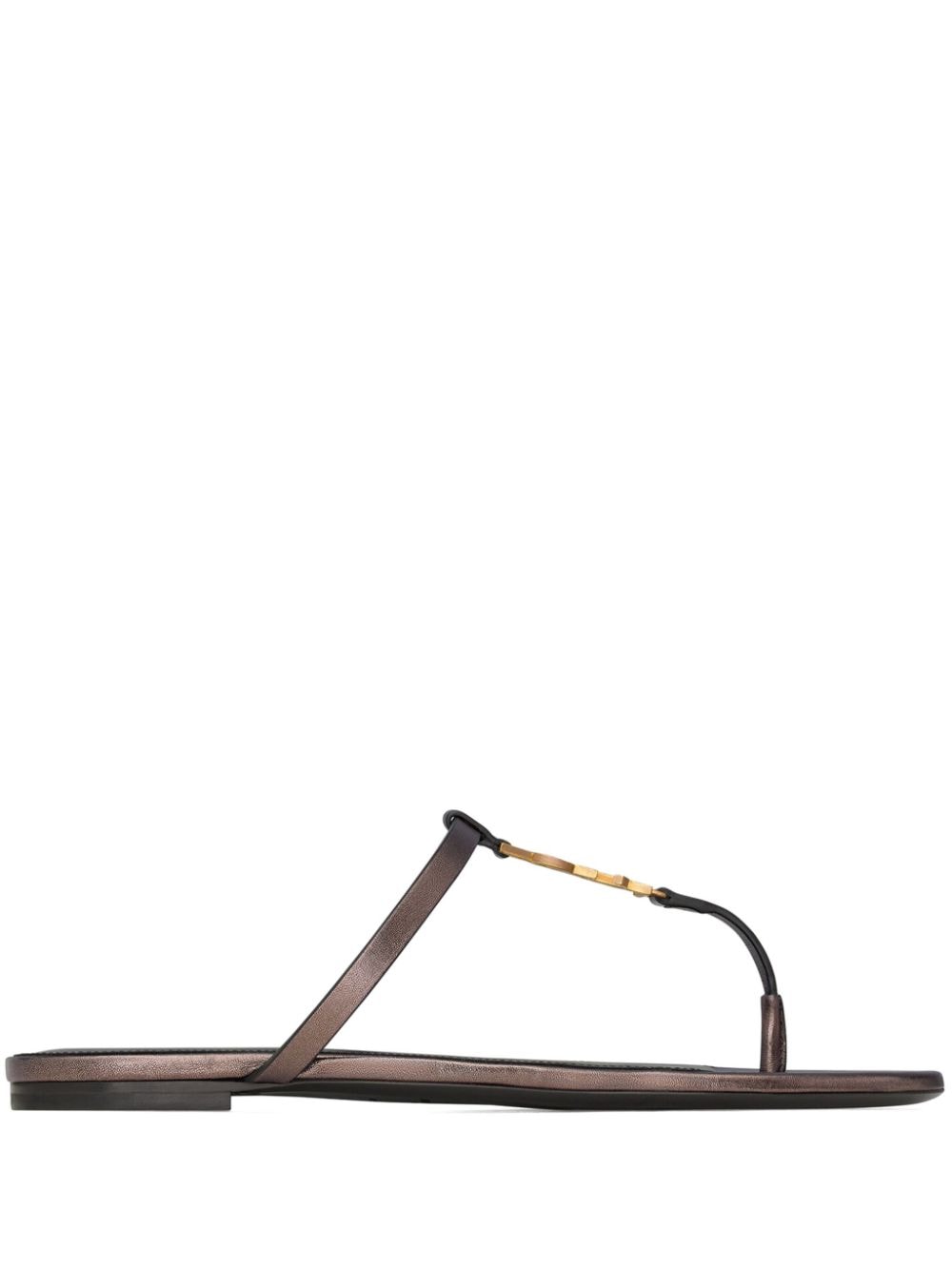 SAINT LAURENT Metallic Brown Strappy Sandals for Women in 24SS Season