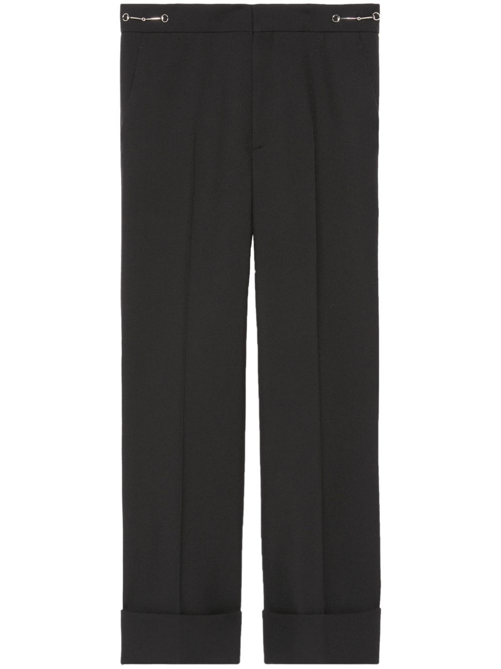 GUCCI Luxurious Black Wool Trousers with Horsebit Detail for Women