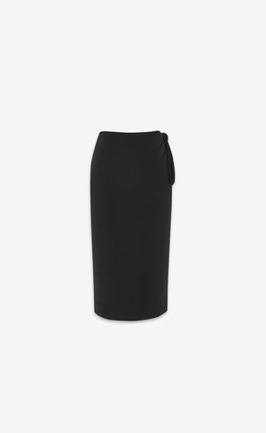 SAINT LAURENT Shiny Black Women's Skirt with Anudada Belt SS24