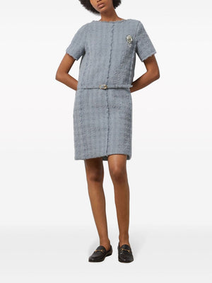 GUCCI Clear Blue Wool Tweed Mini Dress for Women from SS24 Collection