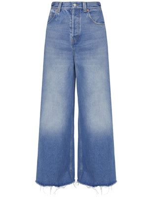 GUCCI Light Blue Wide-Leg Cotton Denim Jeans for Women - Spring/Summer 2024 Collection