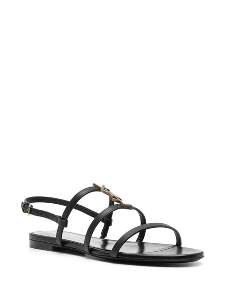 SAINT LAURENT Cassandre Mini Plaque Sandals