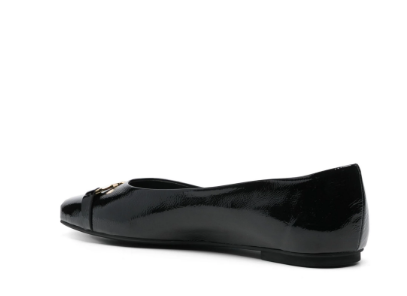 FERRAGAMO Elegant Black Leather Flats with Chic Gancini Hook Buckle