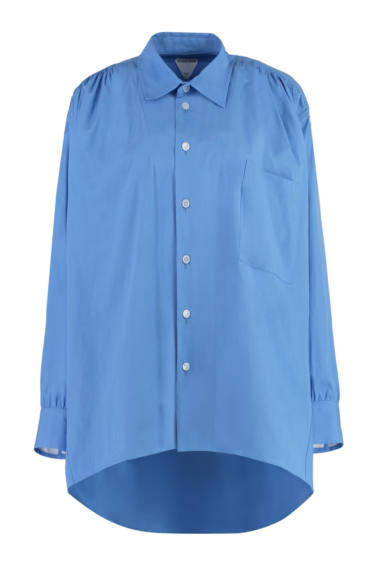 BOTTEGA VENETA Light Blue Asymmetric Oversized Shirt for Women