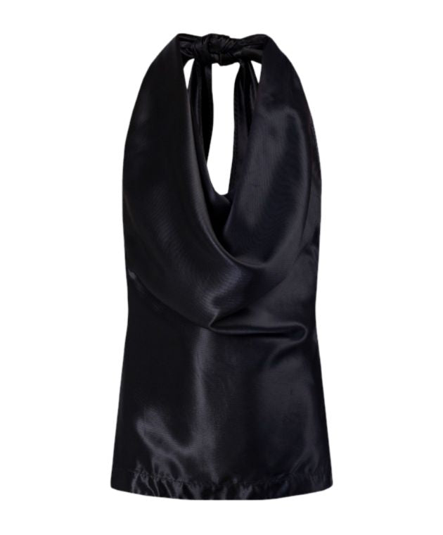 BOTTEGA VENETA Black Draped Top in Fluid Viscose for Women