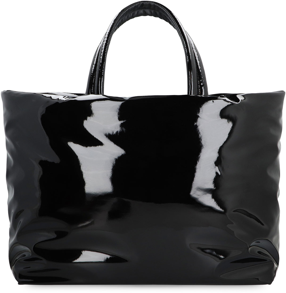 SAINT LAURENT Maxi Black SilkTech Leather Tote Handbag with Zippered Pocket for Men - 51x44x20 cm