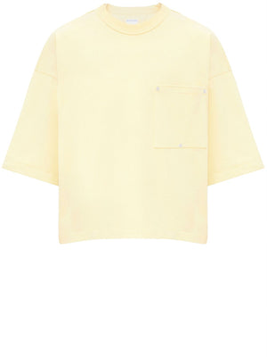 BOTTEGA VENETA Cream Cotton T-Shirt with Chest Pocket and Boxy Fit for Women