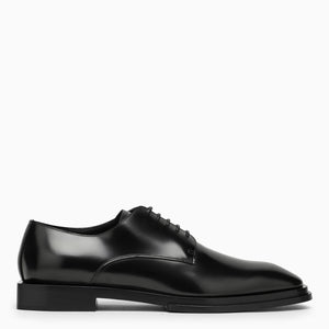 ALEXANDER MCQUEEN Black Leather Lace-Up Moccasins for Men