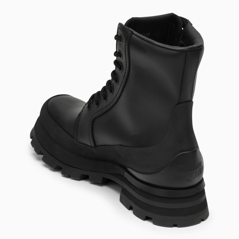 Giày Boots Nam: HPSS24 Đen phối vải lót làm theo kiểu galosh với lớp da và cao su