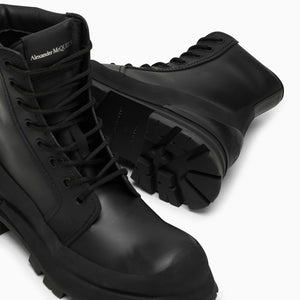 ALEXANDER MCQUEEN Black Leather Lace-Up Boots for Men