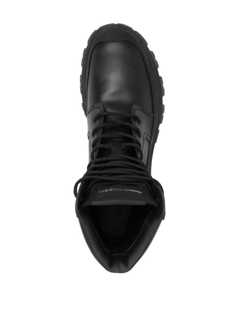 ALEXANDER MCQUEEN Men's Black Leather Logo Sneakers