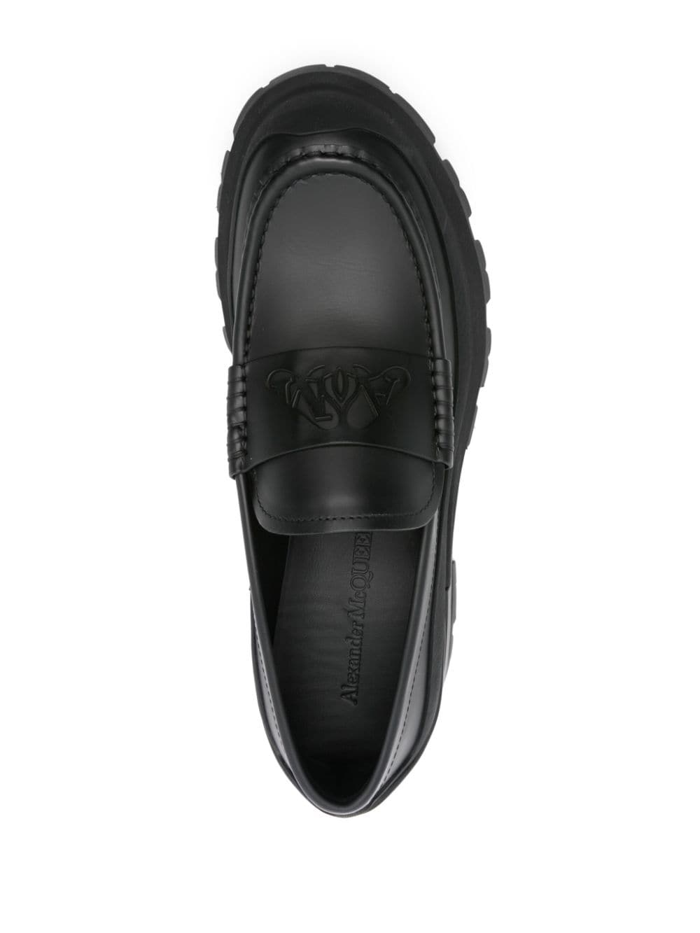 ALEXANDER MCQUEEN Black Leather Logo Loafers for Men