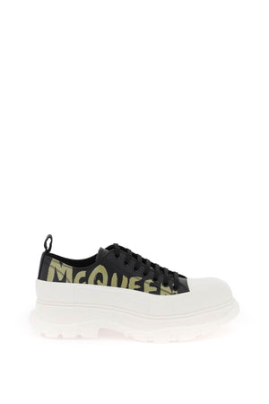 ALEXANDER MCQUEEN LEATHER TREAD SLICK Men's Sneakers with Contrasting Graffiti Logo Print