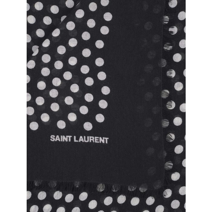 SAINT LAURENT Black Lunar Print Foulard Scarf for Women