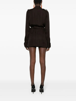 SAINT LAURENT Luxurious Brown Silk Muslin Dress for Women - SS24 Collection