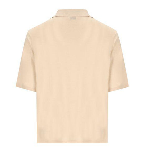 SAINT LAURENT Men's Tan Wool Cassandre Polo Shirt for SS24
