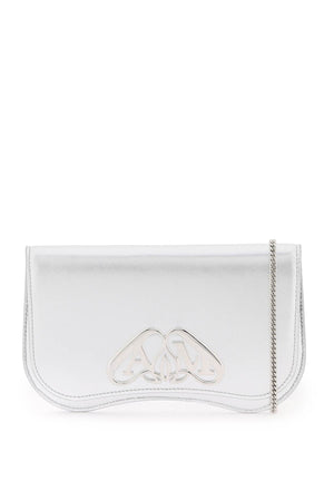 ALEXANDER MCQUEEN Sleek and Stylish Silver Laminated Leather Crossbody Pouch for Women