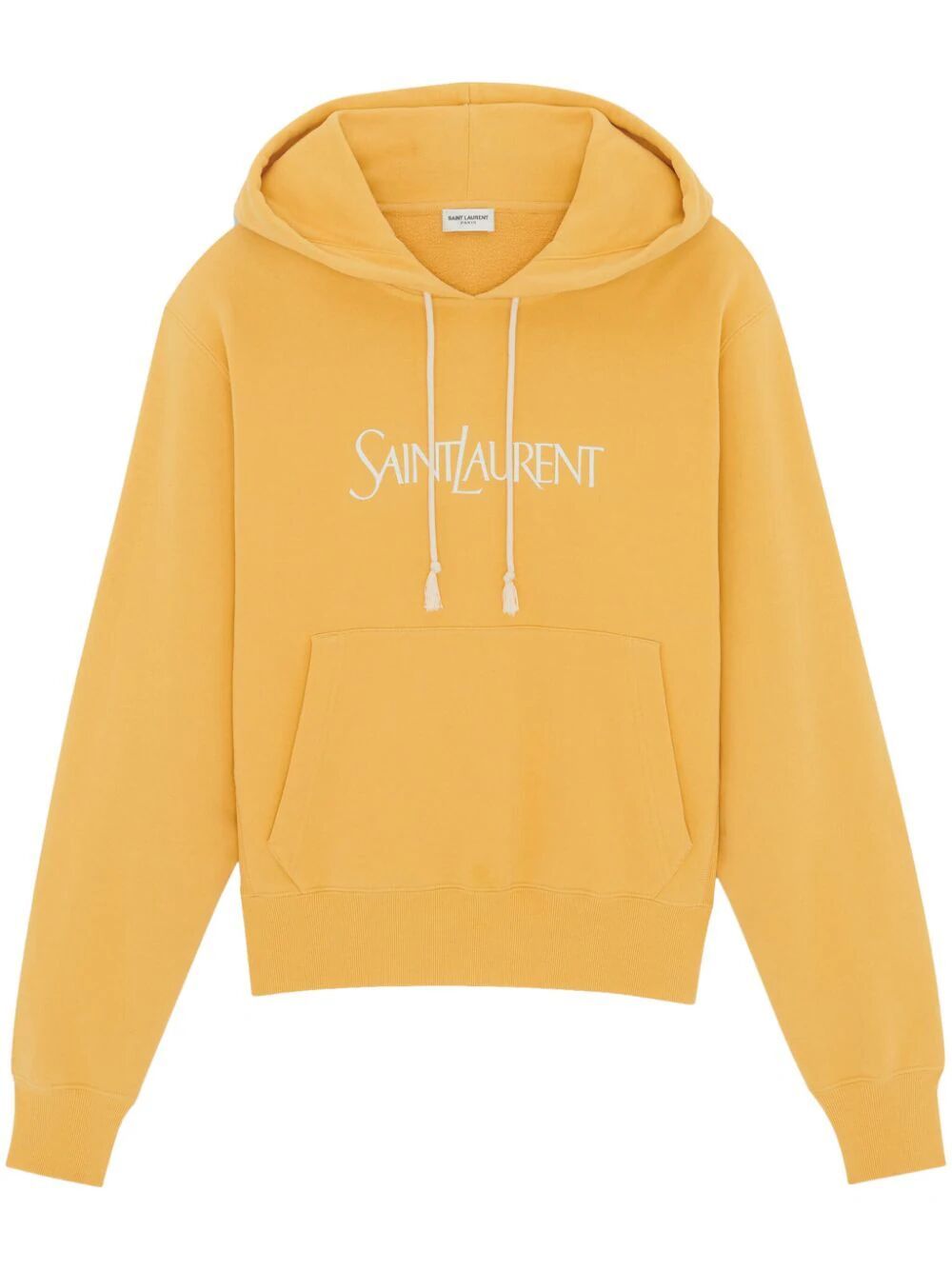 SAINT LAURENT Women's Logo Print Hoodie in Yellow and Orange for SS24