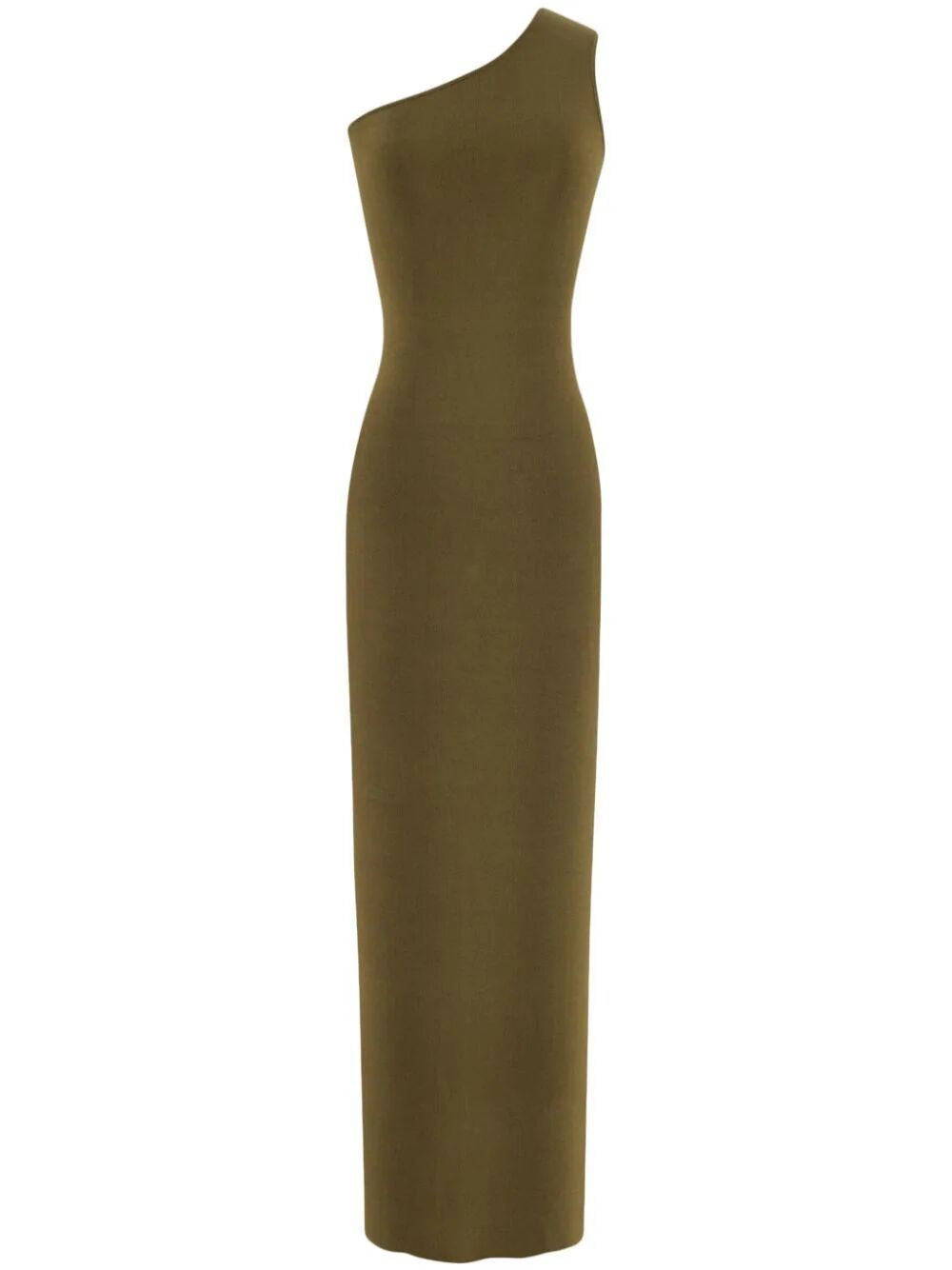 SAINT LAURENT One Shoulder Silk Maxi Dress - Green