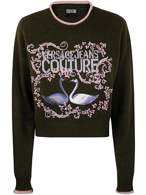 VERSACE JEANS COUTURE Mini Logo Swan Crew Neck Sweatshirt