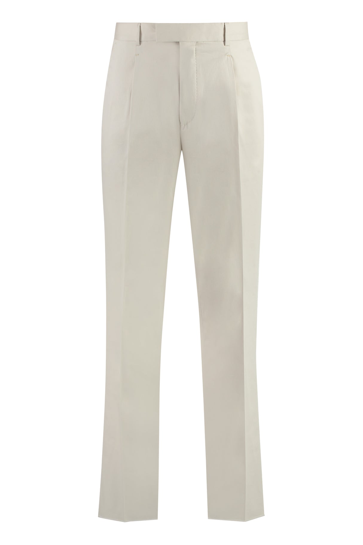 ZEGNA Men's Stretch Cotton Chino Trousers in Ivory for SS24