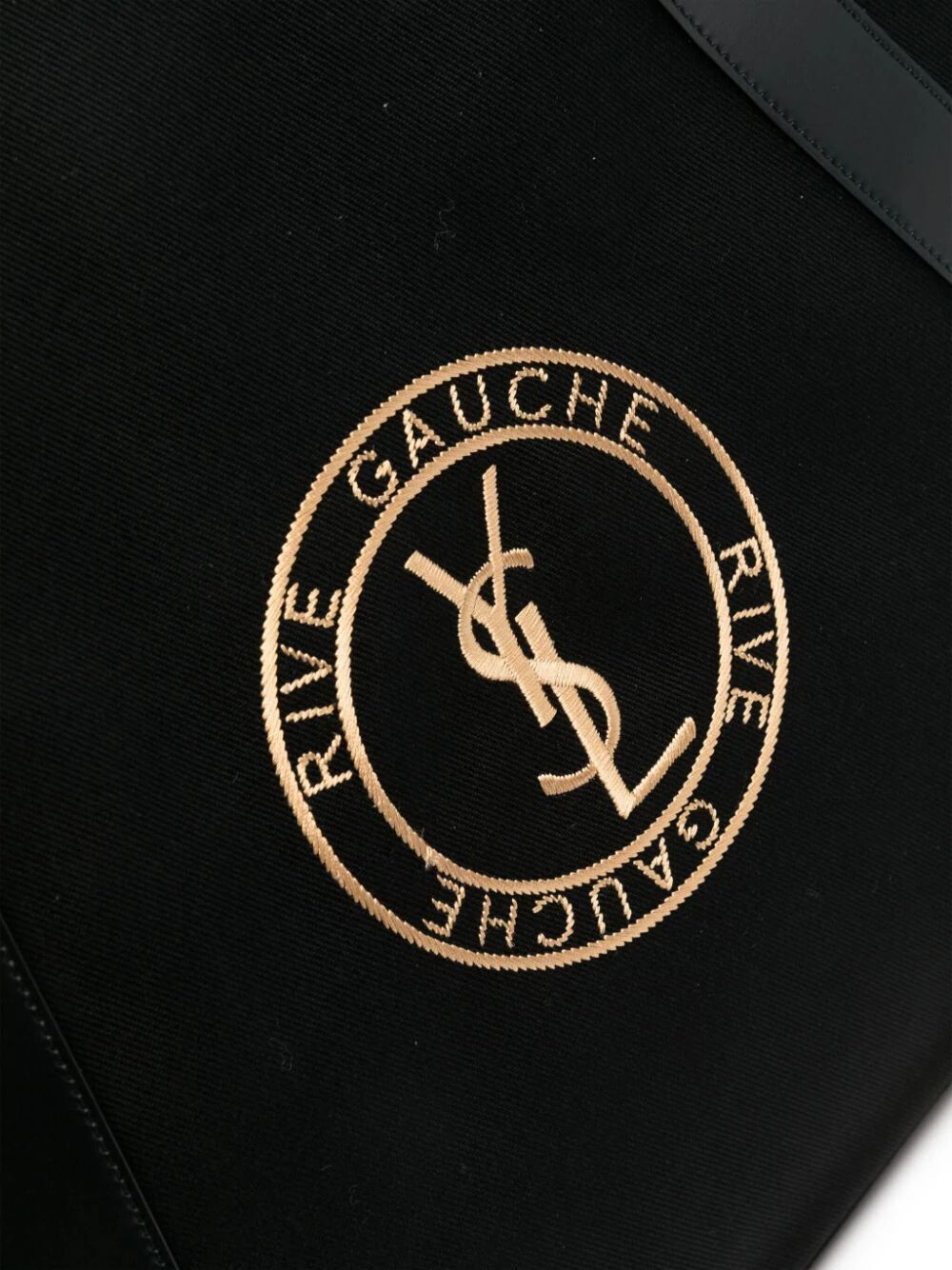 SAINT LAURENT Black Logo Embroidered Tote Handbag for Men - SS24 Collection