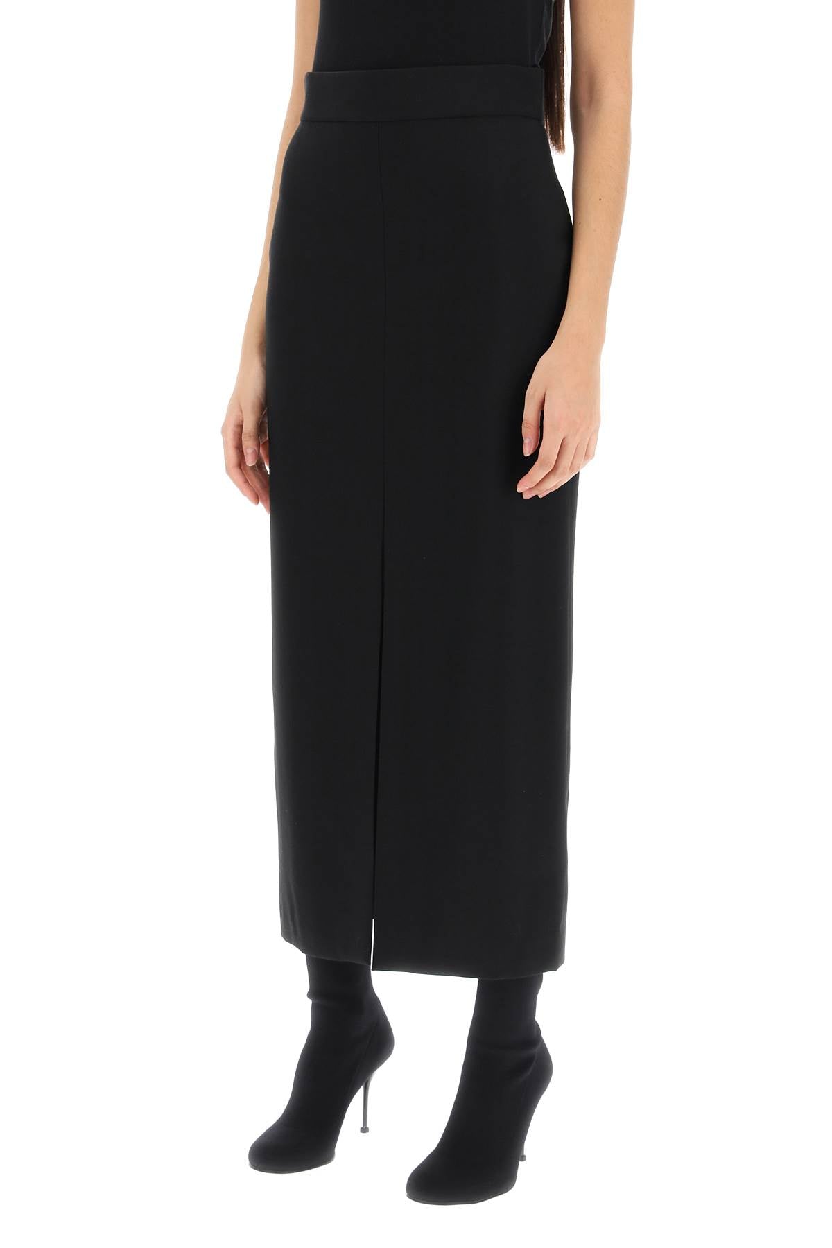 ALEXANDER MCQUEEN High-Waisted Pencil Skirt in Light Wool Grain of Poudre