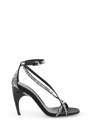 ALEXANDER MCQUEEN Armadillo Sandals for Women - Rhinestone-Covered Straps, Lacquered Heel