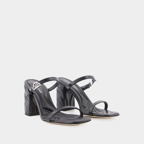 ALEXANDER MCQUEEN Black Heeled Sandals for Women - SS24 Collection