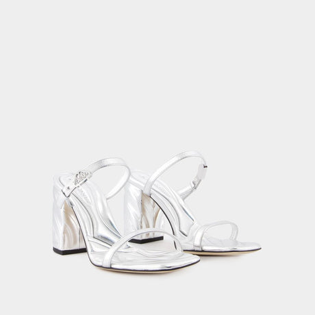 ALEXANDER MCQUEEN Gray Heeled Sandals for Women from SS24 Collection