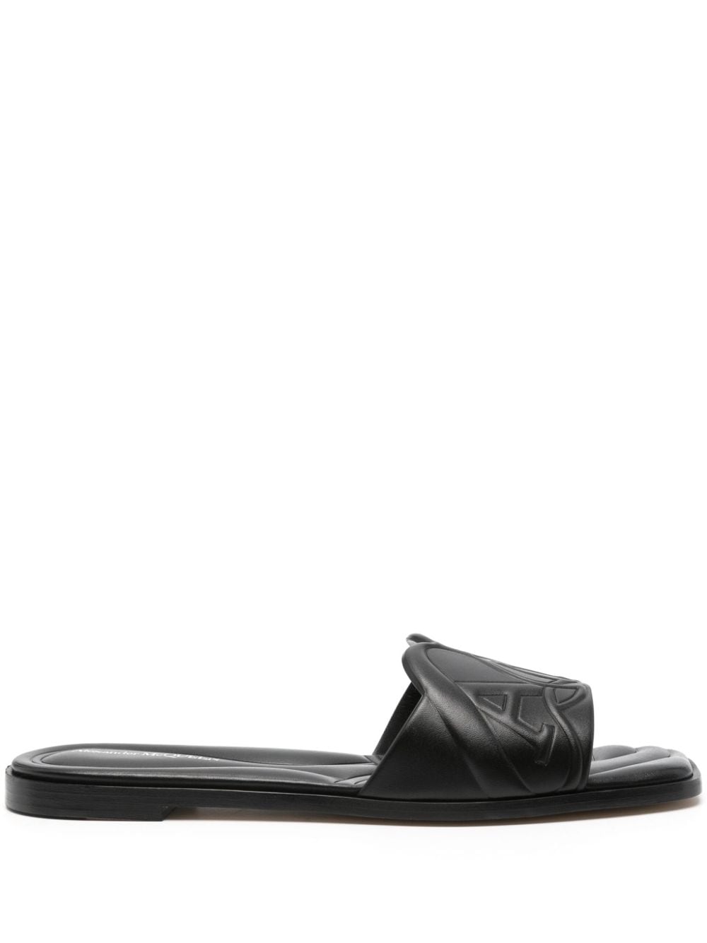 ALEXANDER MCQUEEN Black Leather Mule/Slippers for Women - 24SS Fashion