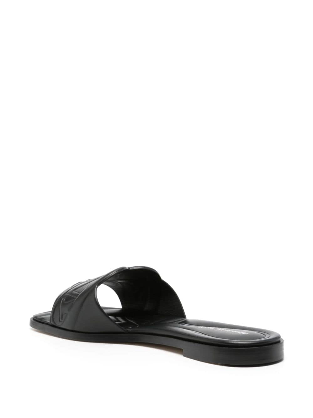 ALEXANDER MCQUEEN Black Leather Mule/Slippers for Women - 24SS Fashion