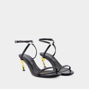 ALEXANDER MCQUEEN Sleek Black Leather Sandals for Women from SS24 Collection