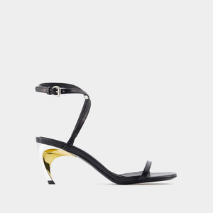 ALEXANDER MCQUEEN Sleek Black Leather Sandals for Women from SS24 Collection