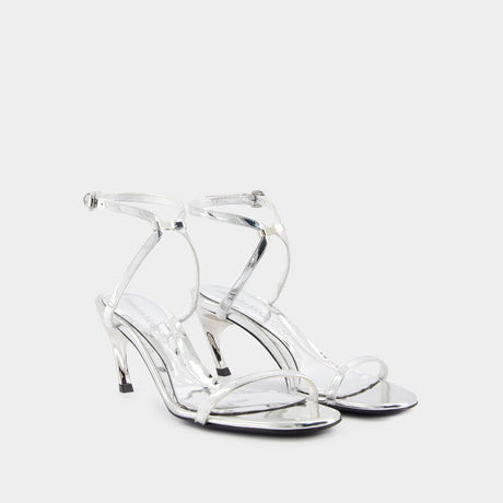 ALEXANDER MCQUEEN Gray Heeled Sandals for Women - SS24 Collection