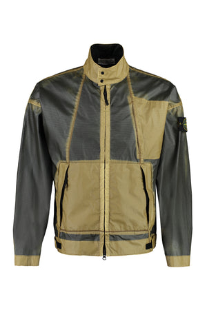STONE ISLAND Beige Techno Fabric Jacket for Men: Water-Resistant and Windproof SS23 Outerwear