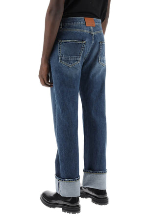ALEXANDER MCQUEEN Navy Straight Fit Selvedge Denim Jeans - Mens