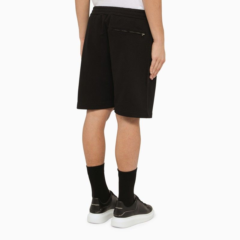 ALEXANDER MCQUEEN Men's Organic Cotton Black Logo Sweat Shorts for SS24