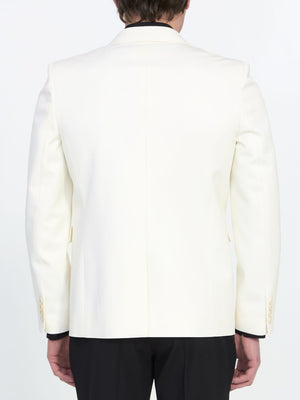 SAINT LAURENT Elegant Off-White Wool Gabardine Jacket