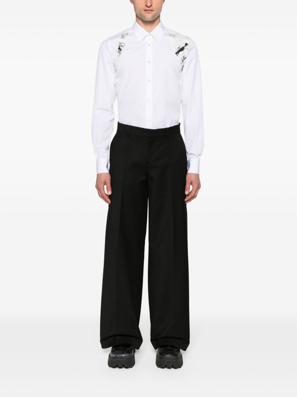 ALEXANDER MCQUEEN Men's White Printed Harness Shirt