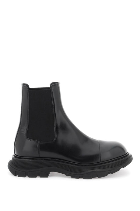 ALEXANDER MCQUEEN Men's Black Leather Chelsea Boots for SS24 Collection