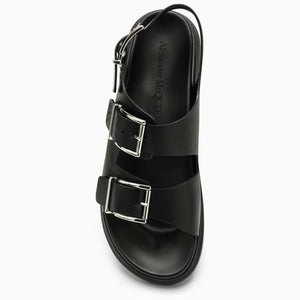 ALEXANDER MCQUEEN Men's Black Seal Sandals for SS24