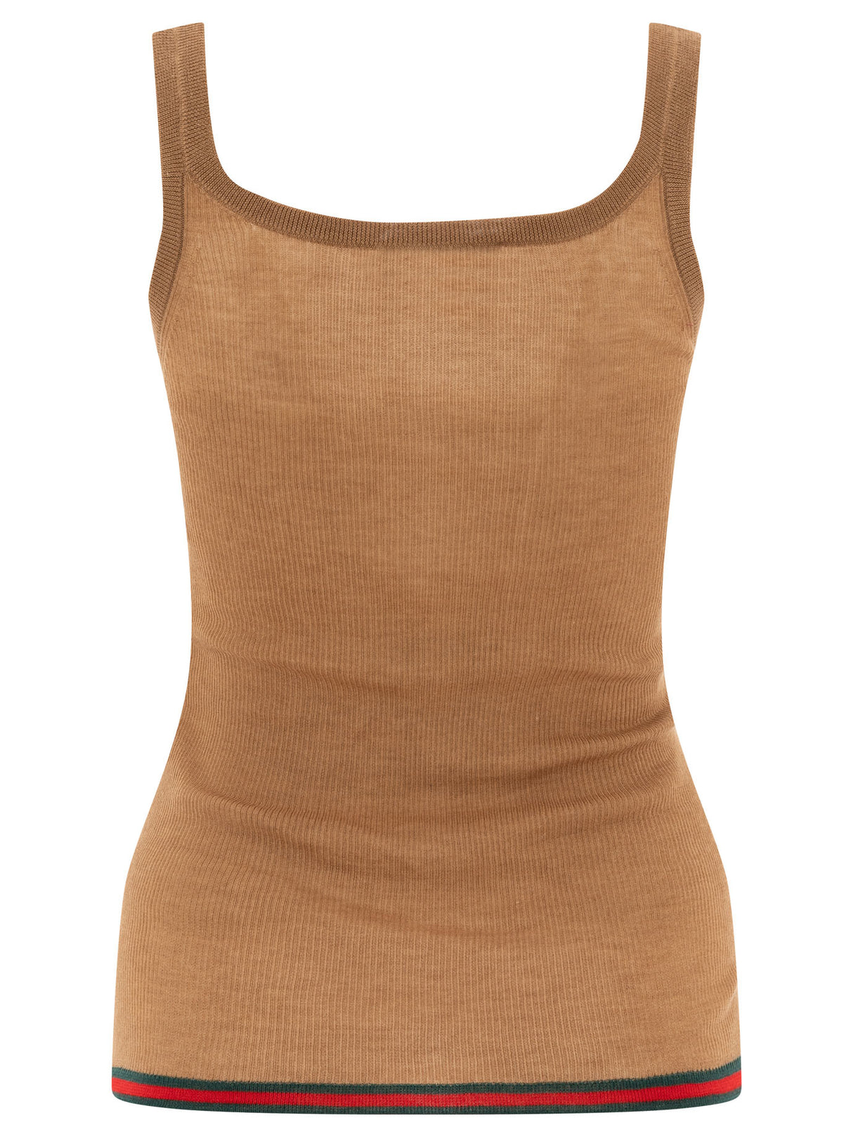 GUCCI Ribbed Knit Tank Top with Logo Detail