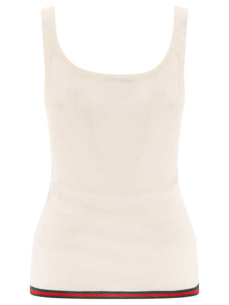 GUCCI Silk and Cashmere Ribbed Tank Top